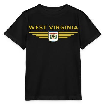 West Virginia Fan Shirt – Natur & Stolz - Stanley/Stella Kinder T-Shirt MINI CREATOR  - Schwarz - Vorne - Mikhail (115cm)