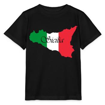 Sicile couleurs classique écrit Sicilia - T-shirt bio MINI CREATOR Stanley/Stella Enfant - noir - Devant - Mikhail (115cm)