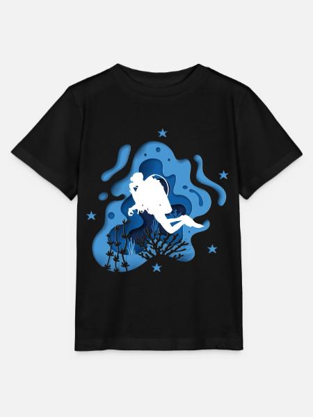 Plongeur plongée scaphandre autonome grotte bleue - T-shirt bio MINI CREATOR Stanley/Stella Enfant - noir