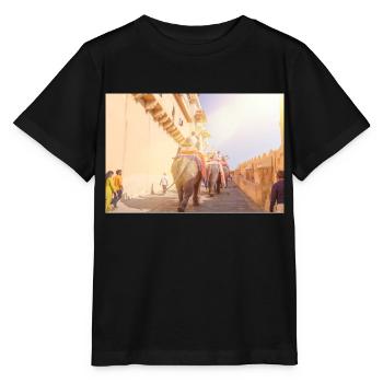 Elephant Ride at Amber-Fort Amber Jaipur India - Stanley/Stella MINI CREATOR Kids’ T-Shirt - black - Front - Mikhail (115cm)