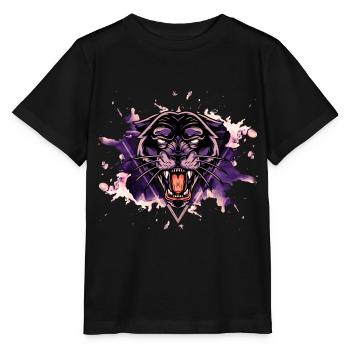 Panther Panter Purple Black Splash Predator Animal - Stanley/Stella MINI CREATOR Kids’ T-Shirt - black - Front - Mikhail (115cm)