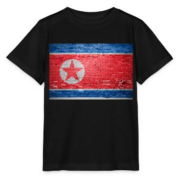 Drapeau de la Corée du Nord Graffiti sur mur de briques - T-shirt bio MINI CREATOR Stanley/Stella Enfant - noir - Devant - Mikhail (115cm)