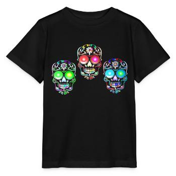 Zucker Schädel Kunst - Stanley/Stella Kinder T-Shirt MINI CREATOR  - Schwarz - Vorne - Mikhail (115cm)