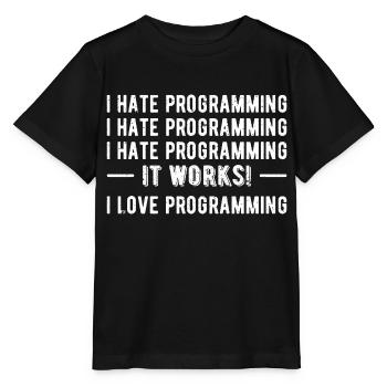 Je déteste la programmation - Funny Programmer II - T-shirt bio MINI CREATOR Stanley/Stella Enfant - noir - Devant - Mikhail (115cm)
