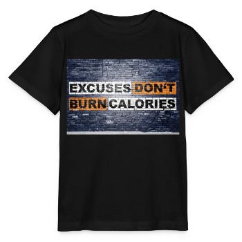 Les excuses ne brûlent pas de calories en disant lettrage - T-shirt bio MINI CREATOR Stanley/Stella Enfant - noir - Devant - Mikhail (115cm)