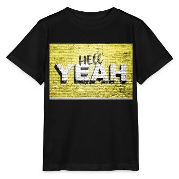 Yeah Ziegelsteinmauer Graffiti - Stanley/Stella Kinder T-Shirt MINI CREATOR  - Schwarz - Vorne - Mikhail (115cm)