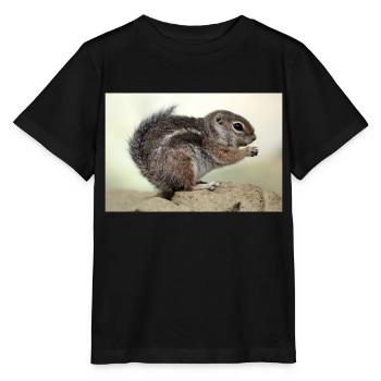 Chipmunk (kanadisches Streifenhörnchen) - Stanley/Stella Kinder T-Shirt MINI CREATOR  - Schwarz - Vorne - Mikhail (115cm)