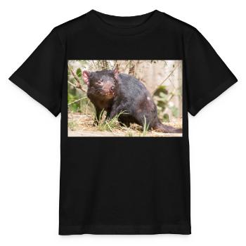 Diable de Tasmanie (en allemand Beutelteufel) - T-shirt bio MINI CREATOR Stanley/Stella Enfant - noir - Devant - Mikhail (115cm)
