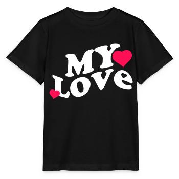 My love, Saint Valentin, amour - T-shirt bio MINI CREATOR Stanley/Stella Enfant - noir - Devant - Mikhail (115cm)