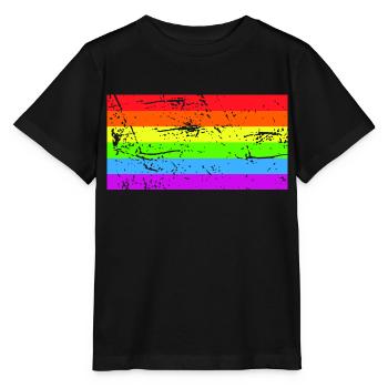 Drapeau arc-en-ciel Grunge - T-shirt bio MINI CREATOR Stanley/Stella Enfant - noir - Devant - Mikhail (115cm)