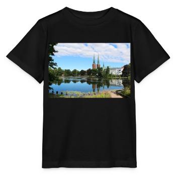 Lac idyllique avec église - T-shirt bio MINI CREATOR Stanley/Stella Enfant - noir - Devant - Mikhail (115cm)