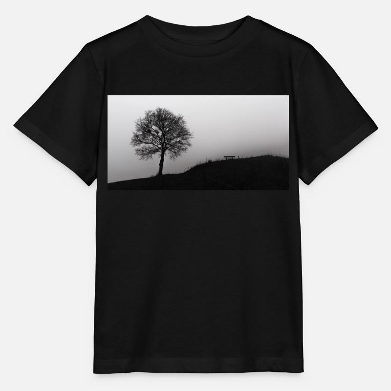 Le banc et l’arbre dans le brouillard - T-shirt bio MINI CREATOR Stanley/Stella Enfant - noir