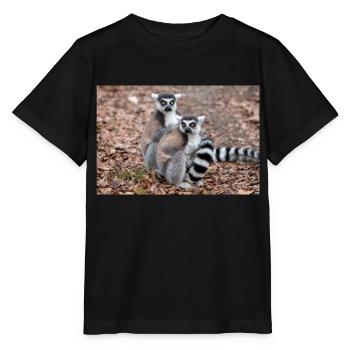 Lémurien à queue annelée (en allemand Katta) Lémurien catta - T-shirt bio MINI CREATOR Stanley/Stella Enfant - noir - Devant - Mikhail (115cm)