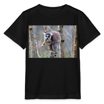 Lémurien à queue annelée (en allemand Katta) Lémurien catta - T-shirt bio MINI CREATOR Stanley/Stella Enfant - noir - Devant - Mikhail (115cm)