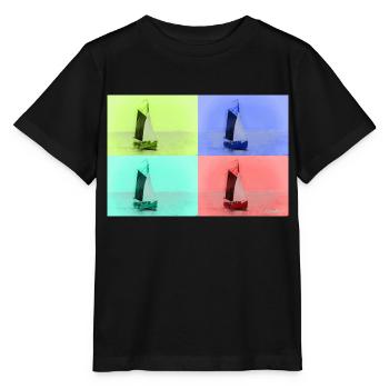 Voilier pop art - T-shirt bio MINI CREATOR Stanley/Stella Enfant - noir - Devant - Mikhail (115cm)