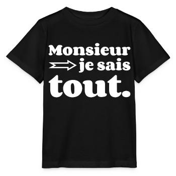 Monsieur Je Sais Tout - T-shirt bio MINI CREATOR Stanley/Stella Enfant - noir - Devant - Mikhail (115cm)