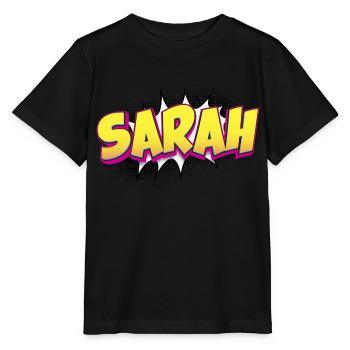 Sarah Custom Name Comic Book Style Pop Art, Sarah - Stanley/Stella MINI CREATOR Kids’ T-Shirt - black - Front - Mikhail (115cm)