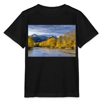 Autumn atmosphere on the Loisach with the Zugspitze - Stanley/Stella MINI CREATOR Kids’ T-Shirt - black - Front - Mikhail (115cm)