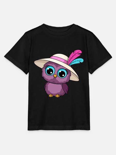 Eule Mit Hut - Stanley/Stella Kinder T-Shirt MINI CREATOR - Schwarz