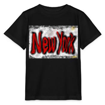 New York Street Art - T-shirt bio MINI CREATOR Stanley/Stella Enfant - noir - Devant - Mikhail (115cm)