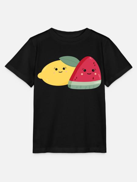 Kawaii Zitrone & Melone - Stanley/Stella Kinder T-Shirt MINI CREATOR - Schwarz