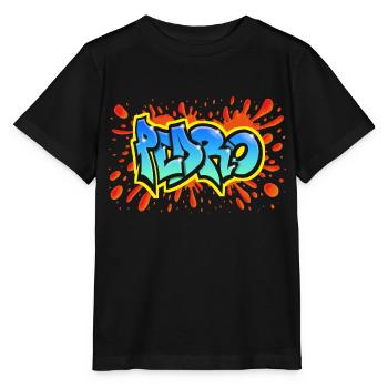 PEDRO Graffiti Name Sweatshirt Kappe T-Shirt - Stanley/Stella Kinder T-Shirt MINI CREATOR  - Schwarz - Vorne - Mikhail (115cm)