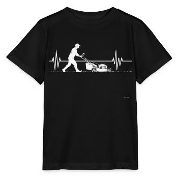 Tondeuse à gazon Heartbeat Herbe tondre jardinage - T-shirt bio MINI CREATOR Stanley/Stella Enfant - noir - Devant - Mikhail (115cm)