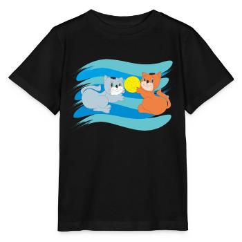 Katzen mit Ball - Stanley/Stella Kinder T-Shirt MINI CREATOR  - Schwarz - Vorne - Mikhail (115cm)