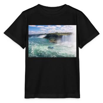 Die Skyline von Niagara City und das Panorama der Niagarafälle - Stanley/Stella Kinder T-Shirt MINI CREATOR  - Schwarz - Vorne - Mikhail (115cm)