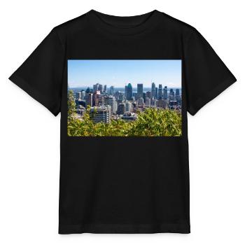 Vue panoramique Centre Ville Montréal (Centre-ville) - T-shirt bio MINI CREATOR Stanley/Stella Enfant - noir - Devant - Mikhail (115cm)