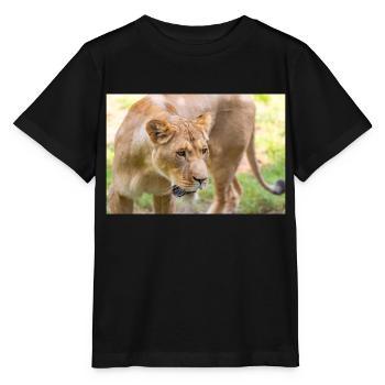 Löwin Löwin Panthera leo - Stanley/Stella Kinder T-Shirt MINI CREATOR  - Schwarz - Vorne - Mikhail (115cm)