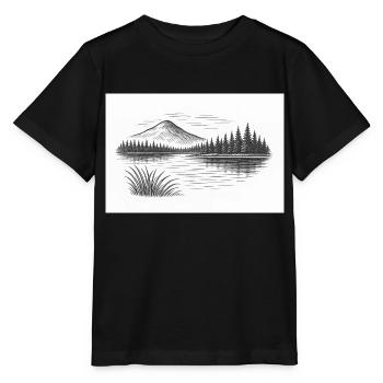 Bergpanorama hinter See - Stanley/Stella Kinder T-Shirt MINI CREATOR  - Schwarz - Vorne - Mikhail (115cm)
