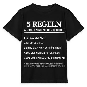 5 Regeln Ausgehen Mit Meiner Tochter - Stanley/Stella Kinder T-Shirt MINI CREATOR  - Schwarz - Vorne - Mikhail (115cm)