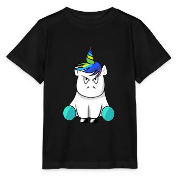 Einhorn Unicorn Angry - Stanley/Stella Kinder T-Shirt MINI CREATOR  - Schwarz - Vorne - Mikhail (115cm)