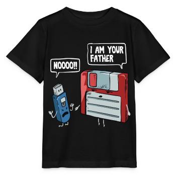 Floppy & USB Stick Gift for Computer Nerds - Stanley/Stella MINI CREATOR Kids’ T-Shirt - black - Front - Mikhail (115cm)