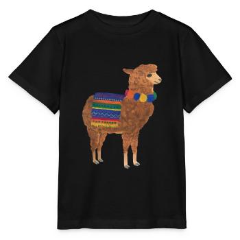 Lama Alpaga Vicuna Guanaco Pérou Andes - T-shirt bio MINI CREATOR Stanley/Stella Enfant - noir - Devant - Mikhail (115cm)