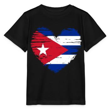 Kuba Herz Flagge Fahne Wappen - Stanley/Stella Kinder T-Shirt MINI CREATOR  - Schwarz - Vorne - Mikhail (115cm)
