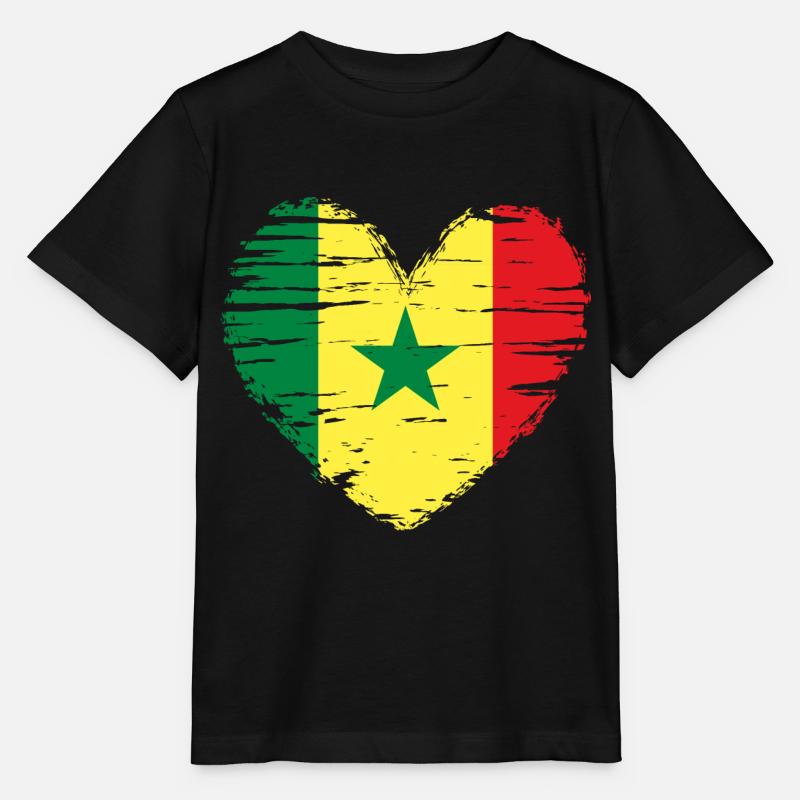 Sénégal coeur drapeau blason - T-shirt bio MINI CREATOR Stanley/Stella Enfant - noir