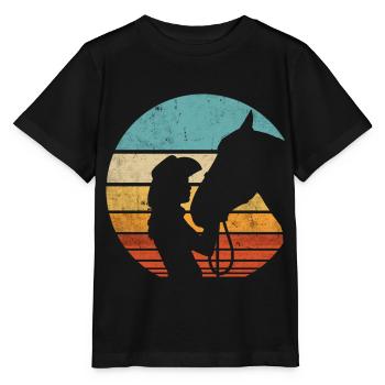 Western Riding Western Rider Horse Cowgirls Retro - Stanley/Stella MINI CREATOR Kids’ T-Shirt - black - Front - Mikhail (115cm)