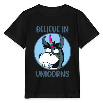 Croire Licorne - T-shirt bio MINI CREATOR Stanley/Stella Enfant - noir - Devant - Mikhail (115cm)