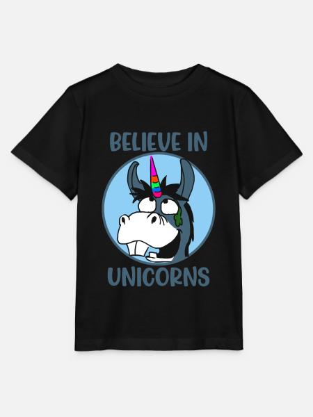 Glaube Einhorn Einhörner - Stanley/Stella T-shirt MINI CREATOR til børn - sort