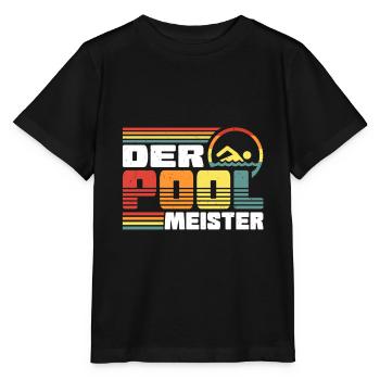 Bademeister Poolmeister Swimming Pool Schwimmen - Stanley/Stella Kinder T-Shirt MINI CREATOR  - Schwarz - Vorne - Mikhail (115cm)