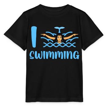 Ich liebe Schwimmen, ich liebe Schwimmen, Pool, Schwimmen - Stanley/Stella Kinder T-Shirt MINI CREATOR  - Schwarz - Vorne - Mikhail (115cm)