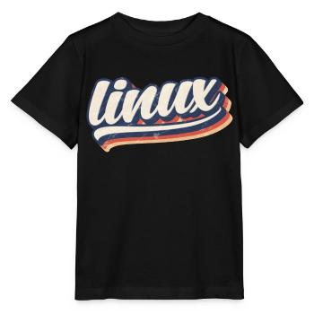 Linux | retro vintage logo - Stanley/Stella MINI CREATOR Kids’ T-Shirt - black - Front - Mikhail (115cm)