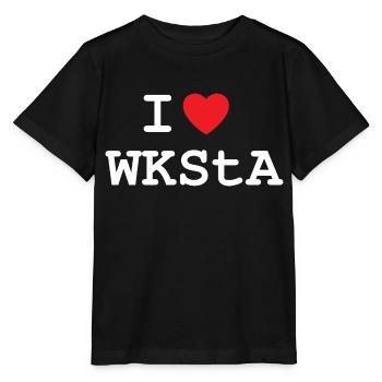 I LOVE WKSTA T-Shirt Design in White - Stanley/Stella MINI CREATOR Kids’ T-Shirt - black - Front - Mikhail (115cm)