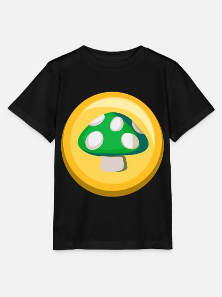 Icône d’autocollant de champignon vert - T-shirt bio MINI CREATOR Stanley/Stella Enfant - noir