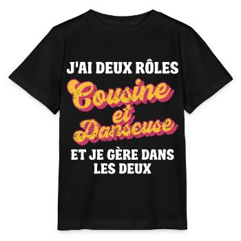 cousine danseuse je gère rétro 80s humour - T-shirt bio MINI CREATOR Stanley/Stella Enfant - noir - Devant - Mikhail (115cm)