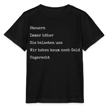 Steuern Politik Gedicht - Stanley/Stella Kinder T-Shirt MINI CREATOR  - Schwarz - Vorne - Mikhail (115cm)