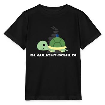 Blaulicht-Schildi mit Weg | Geschenk, Geschenkidee - Stanley/Stella Kinder T-Shirt MINI CREATOR  - Schwarz - Vorne - Mikhail (115cm)
