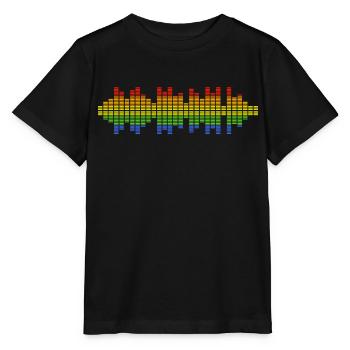 Ondes sonores Music Wave Vintage Retro DJ Heart Disc - T-shirt bio MINI CREATOR Stanley/Stella Enfant - noir - Devant - Mikhail (115cm)